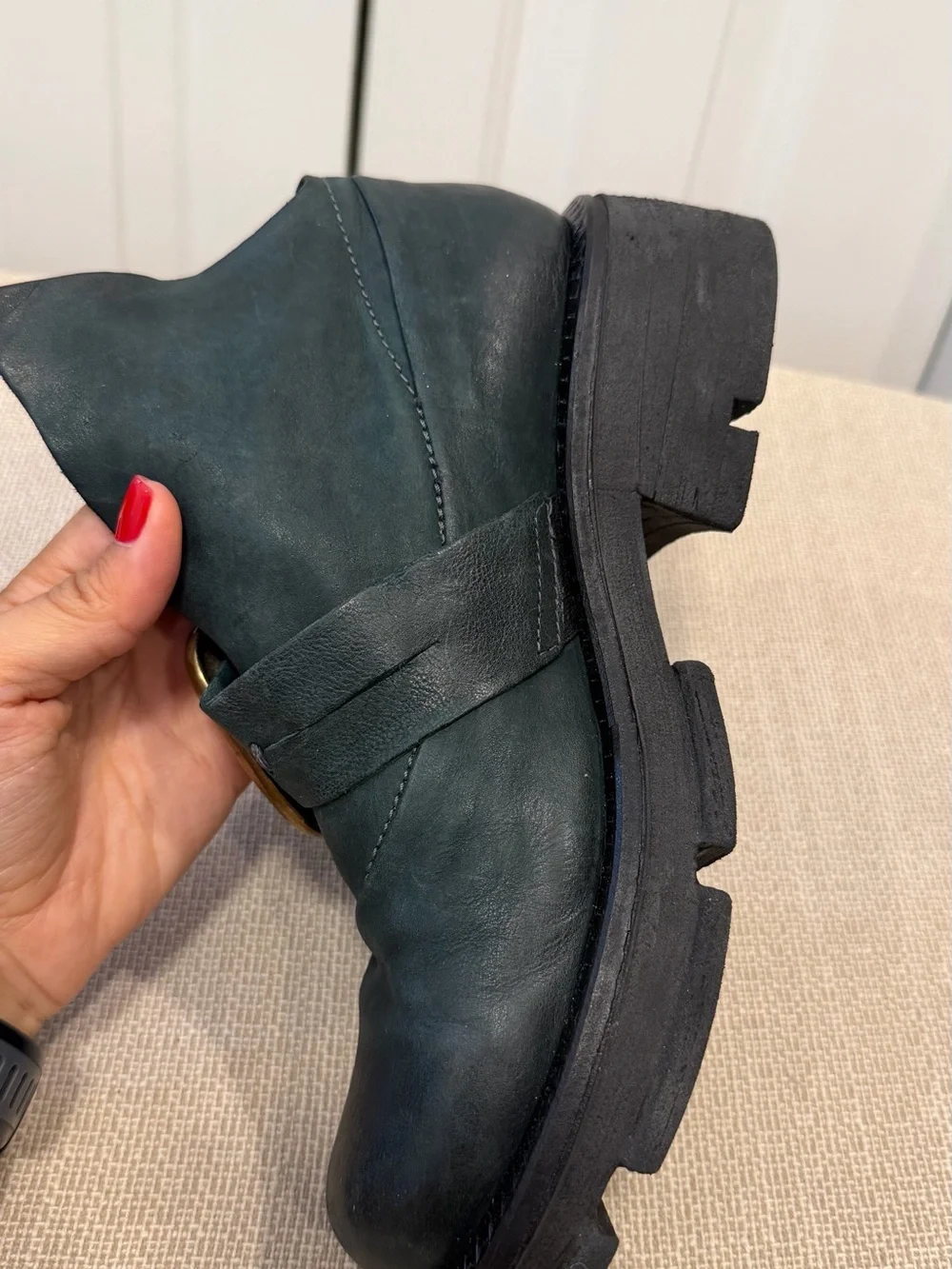 A.S. 98 Laken Womens Green Leather Slip On Casual Dress Boots Size 38 US 7.5